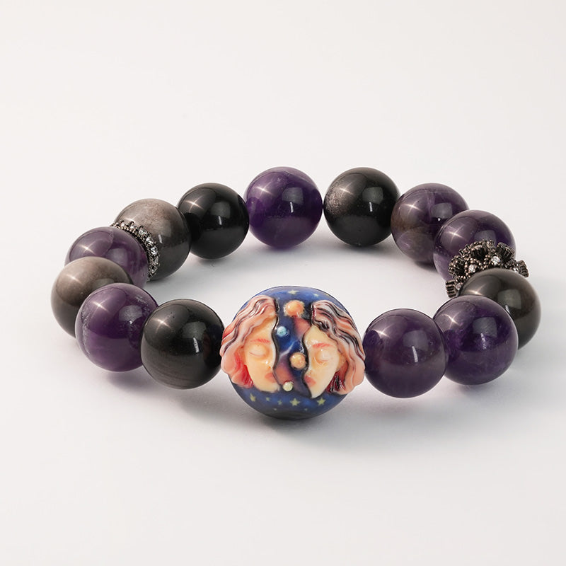 JuJuBit GEMINI Zodiac Series Amethyst × Silver Sheen
