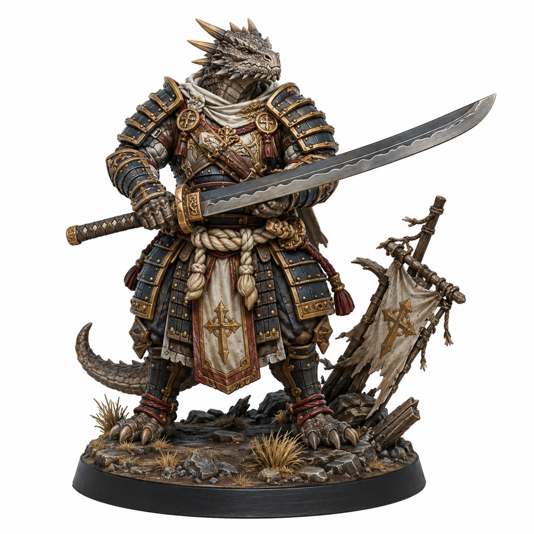 Dragonborn Ronin Guardian-Detailed Sculpt Miniature for RPG, Display & Collection