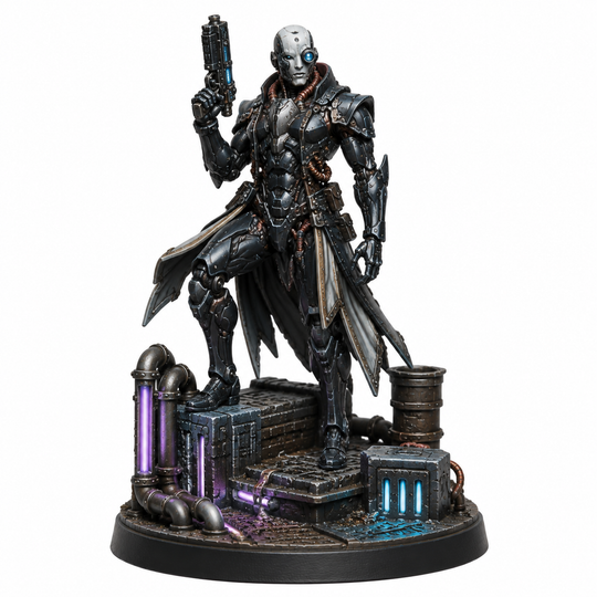 Cybernetic Shadow Enforcer-Detailed Sculpt Miniature for RPG, Display & Collection
