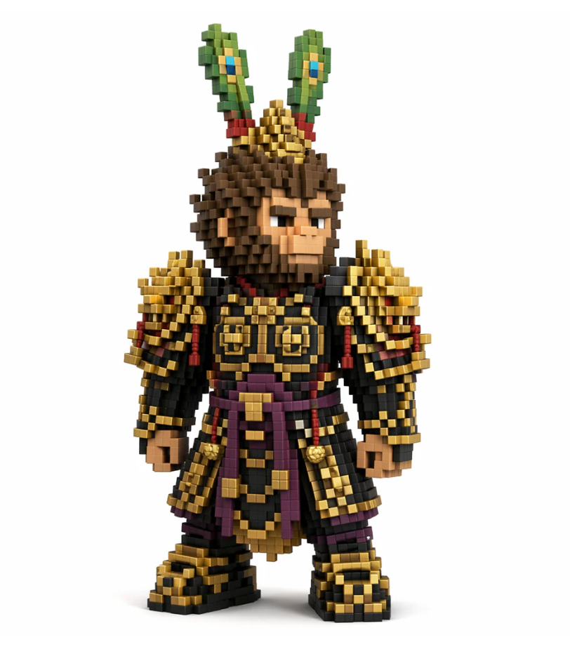 Pixel Style - Golden Ronin Warrior Block Figure