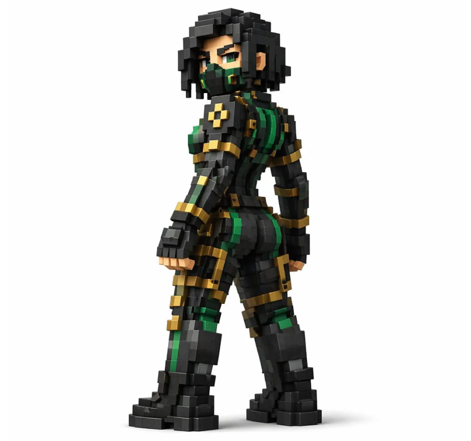 Pixel Style - Shadow Cyber Ninja Block Figure