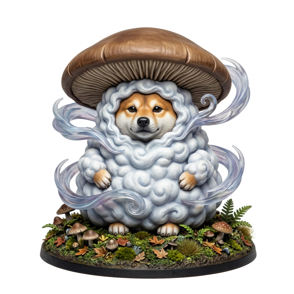 Aetherra Monster Codex Workshop - Mushroom Cloud Shiba - Main Product Image