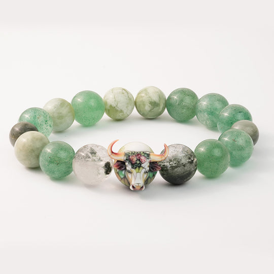 JuJuBit TAURUS Zodiac Series Seraphinite × Four-Season Phantom × Green Strawberry Quartz — Steady Growth & Abundance Energy