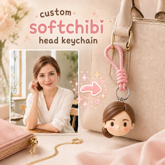 Custom Soft Chibi Head Keychain | Carry Your Favorite Face Everywhere
