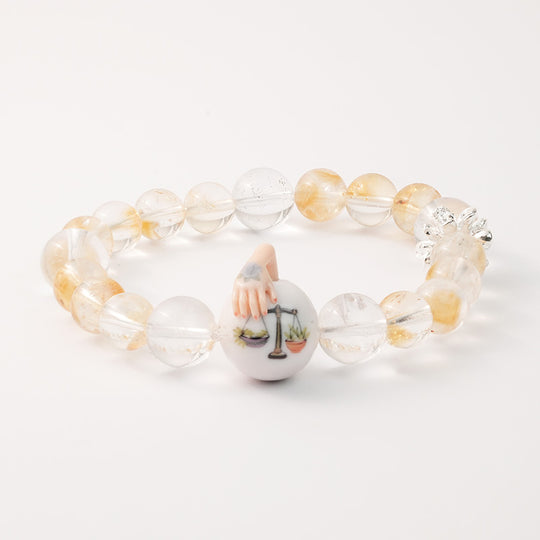 JuJuBit LIBRA Zodiac Series Citrine × Clear Quartz — Decisive Balance & Confident Choice Energy