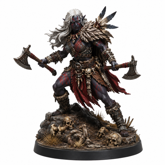 Ashen Warcaller Barbarian-Detailed Sculpt Miniature for RPG, Display & Collection