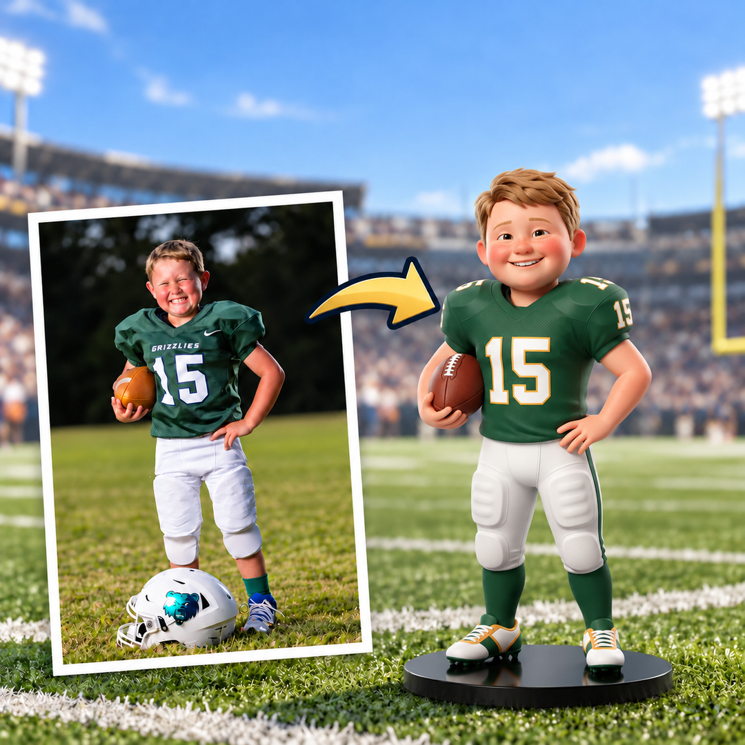 Custom American Football Tailgate Pixar Figurine | Transform Your Photo into a 3D Star Player