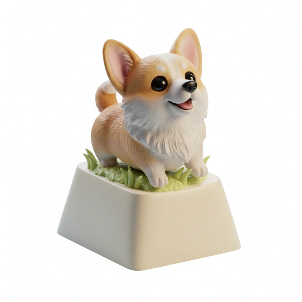 JuJuBit Custom Artisan Keycap for Mechanical Keyboards Corgi
