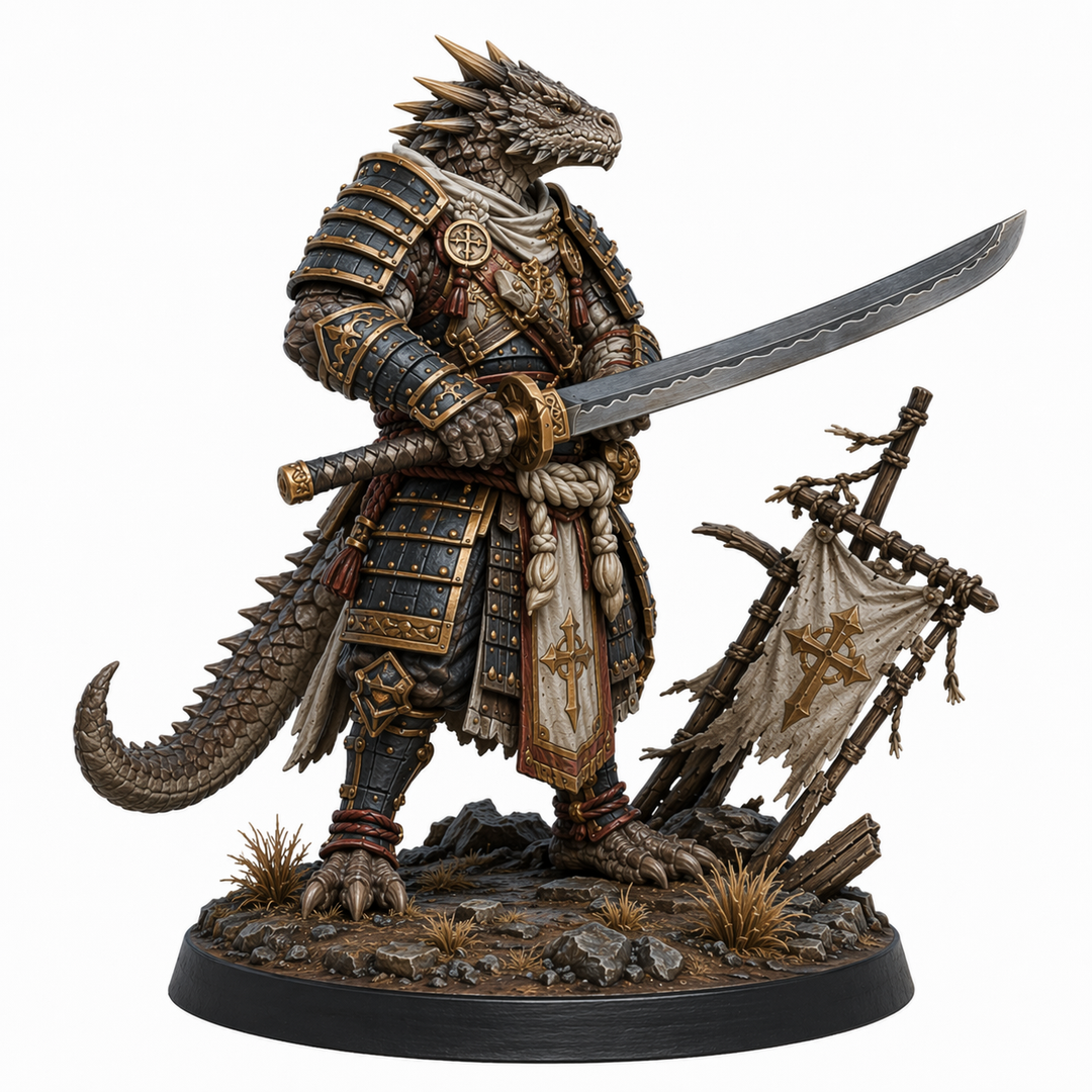 Dragonborn Ronin Guardian-Detailed Sculpt Miniature for RPG, Display & Collection