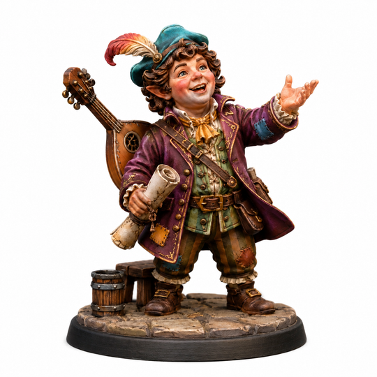 Merry Minstrel Bard-Detailed Sculpt Miniature for RPG, Display & Collection