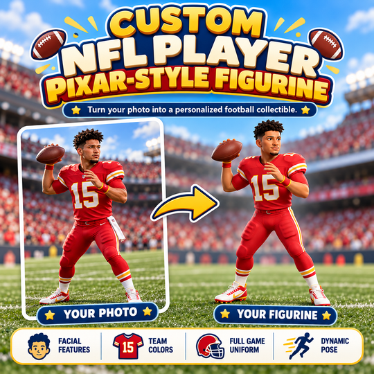 Custom NFL Tailgate Pixar Figurine | Transform Your Photo into a 3D Star Player