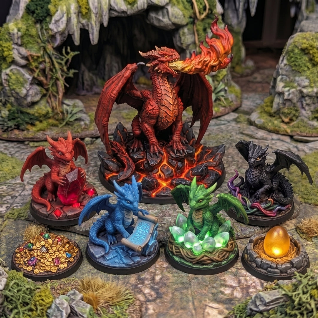 Full Set - The Dragon’s Lair Encounter - hand painted DnD miniatures set - JuJuBit