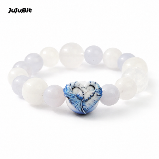 JuJuBit Pisces Zodiac Bracelet – Blue Chalcedony & Clear Quartz for Intuition, Calm & Emotional Balance