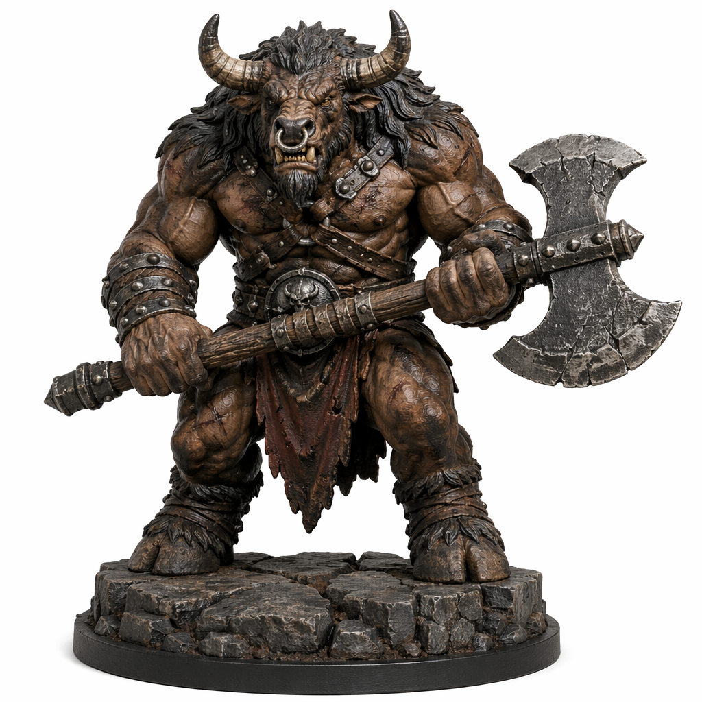 Gorehide Minotaur Berserker-Detailed Sculpt Miniature for RPG, Display & Collection