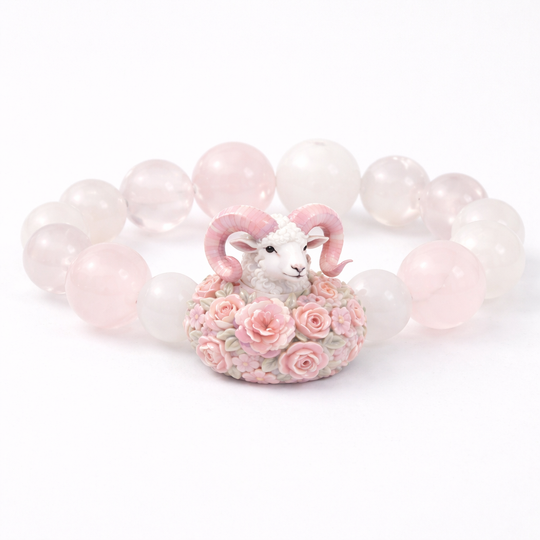 JuJuBit ARIES Zodiac Series White Phantom × Rose Quartz — Gentle Strength & Focused Action Energy