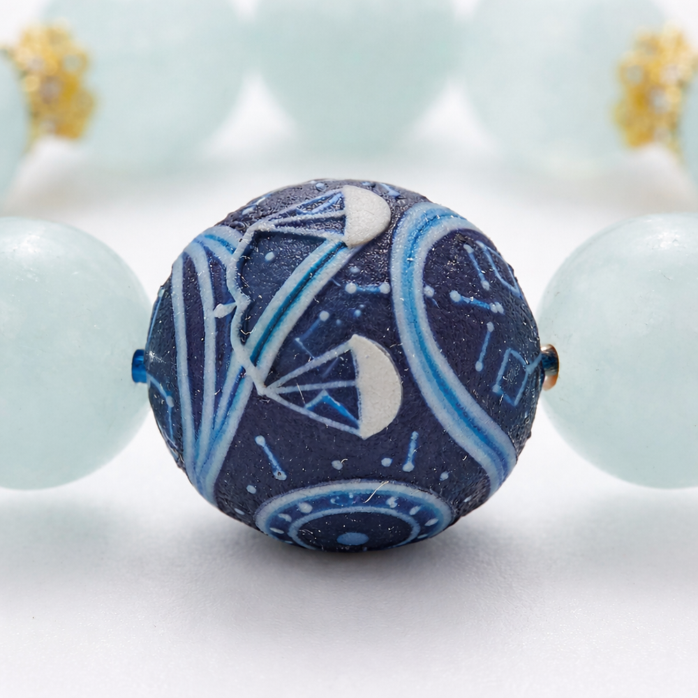 JuJuBit Aquamarine Bracelet 14mm – Crystal for Courage & Calm