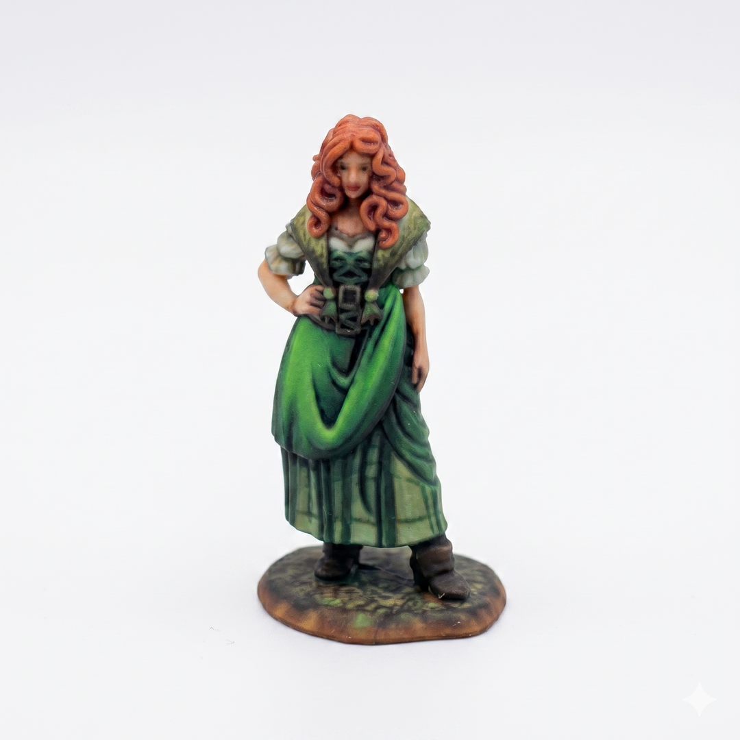 Medieval Tavern Lass Verdant Vixen Figurine by JuJuBit