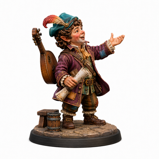 Merry Minstrel Bard-Detailed Sculpt Miniature for RPG, Display & Collection