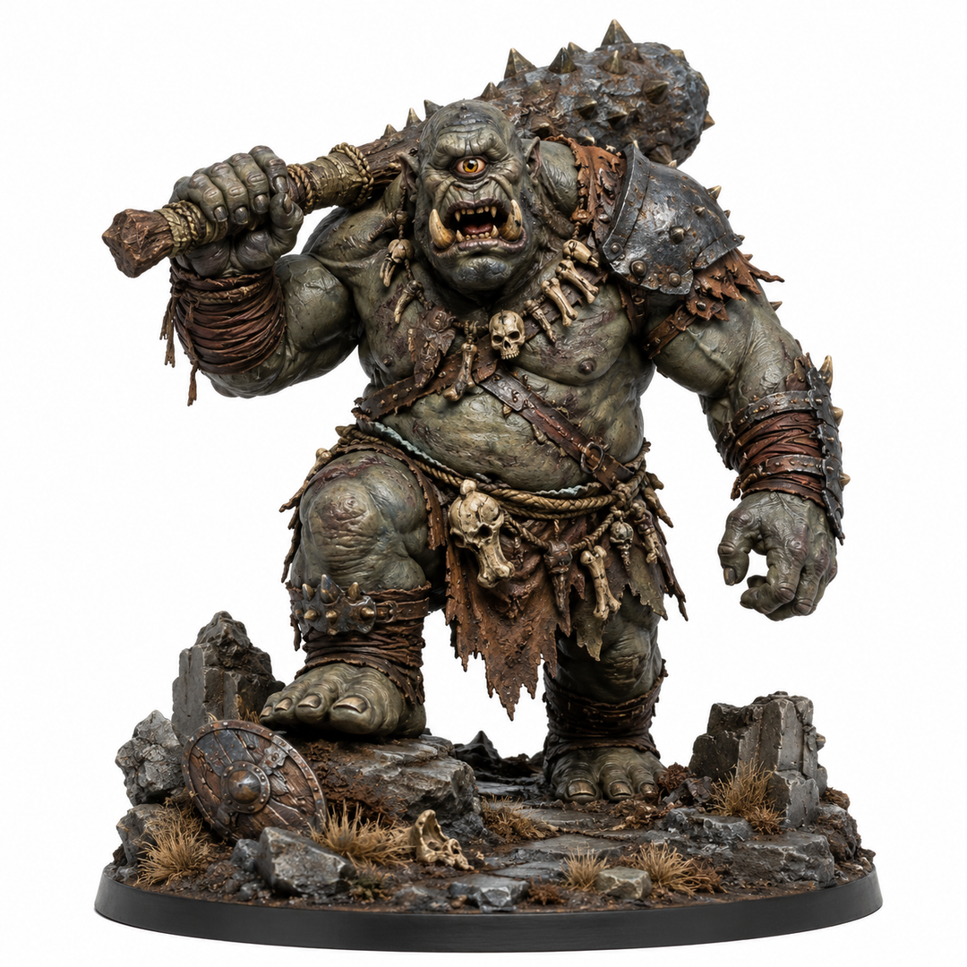 One-Eyed Bonecrusher Ogre-Detailed Sculpt Miniature for RPG, Display & Collection