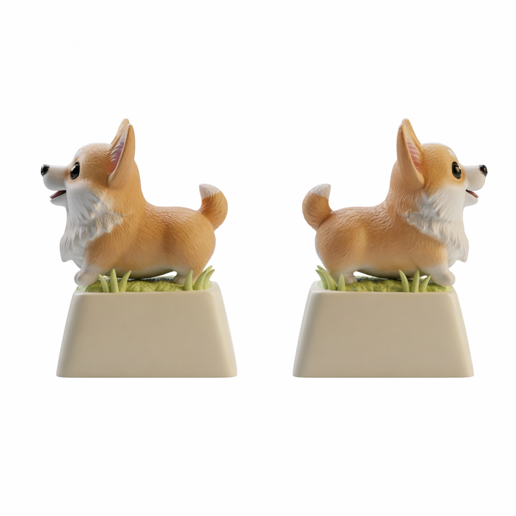 JuJuBit Custom Artisan Keycap for Mechanical Keyboards Corgi