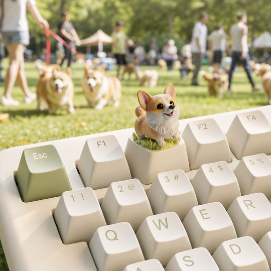 JuJuBit Custom Artisan Keycap for Mechanical Keyboards Corgi