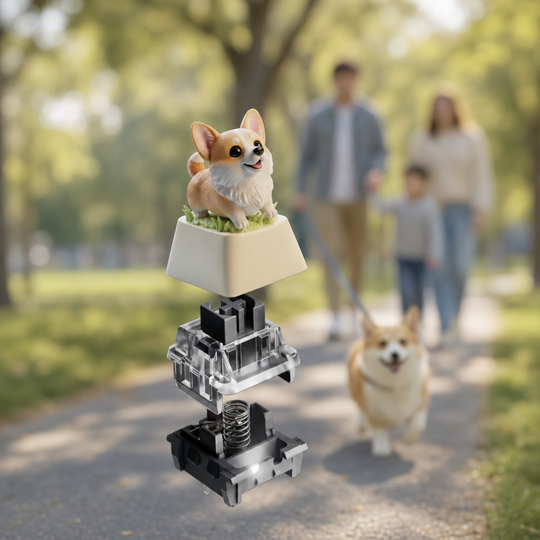 JuJuBit Custom Artisan Keycap for Mechanical Keyboards Corgi