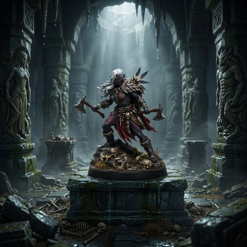 Ashen Warcaller Barbarian-Detailed Sculpt Miniature for RPG, Display & Collection