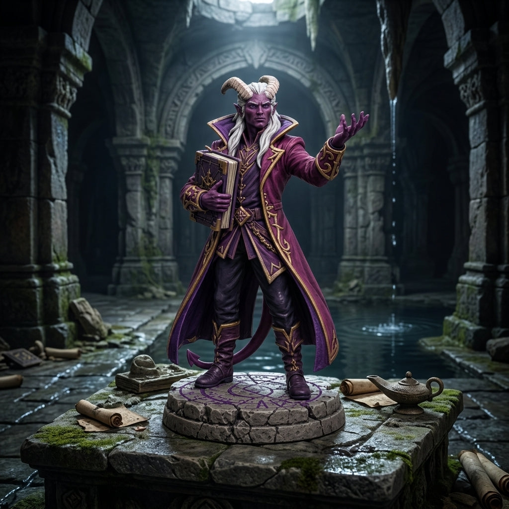 Ashmane Tiefling Warlock-Detailed Sculpt Miniature for RPG, Display & Collection