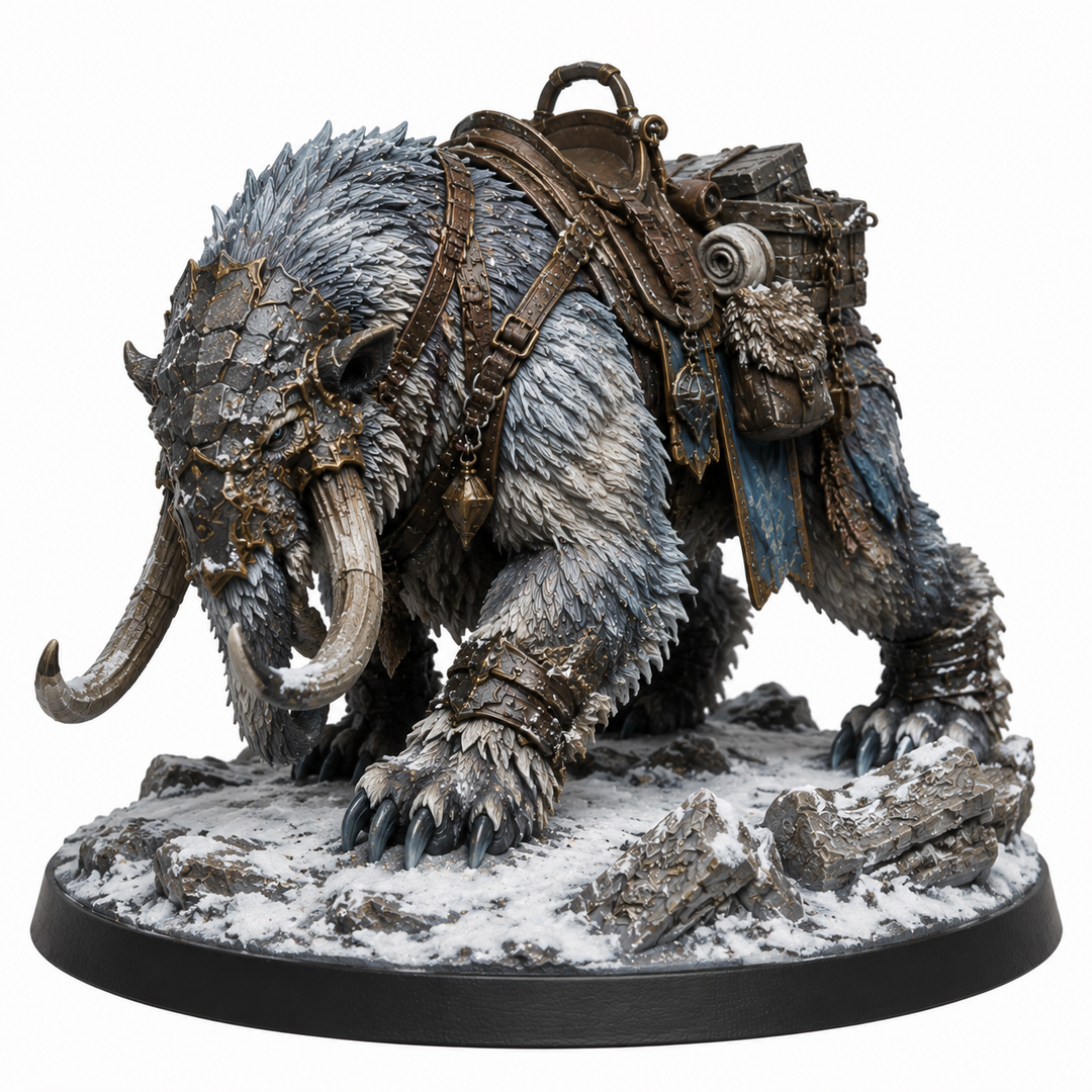Frostback War Mammoth-Detailed Sculpt Miniature for RPG, Display & Collection