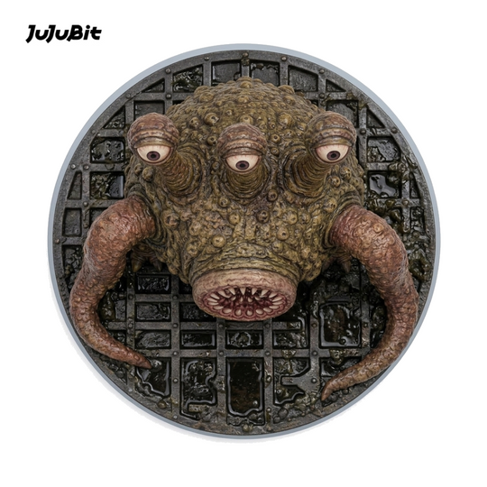 Top view of the otyugh miniature with eyestalks and tentacles