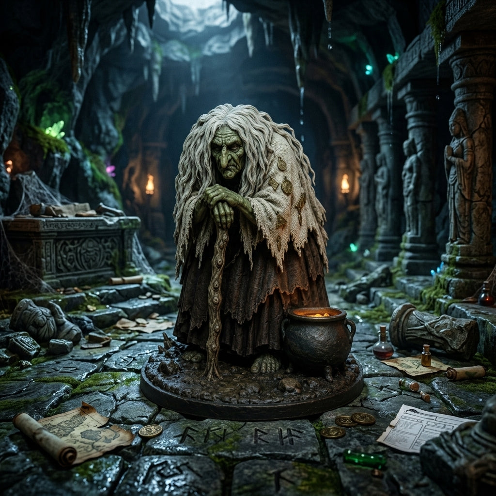 Bogwither Green Hag-Detailed Sculpt Miniature for RPG, Display &amp; Collection