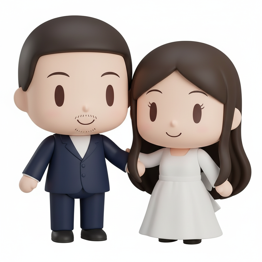 Wedding couple Mini Pop custom figurines - JuJuBit