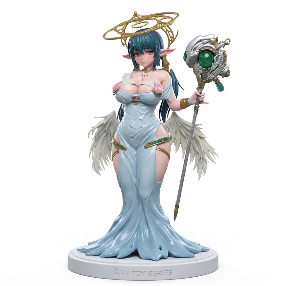 Fantasy angel art toy holding a staff - JuJuBit