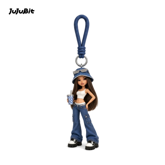 Casual Denim Girl Keychain