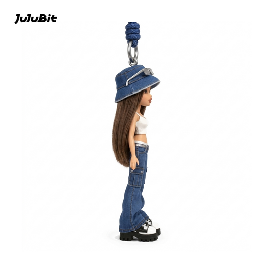 Casual Denim Girl Keychain