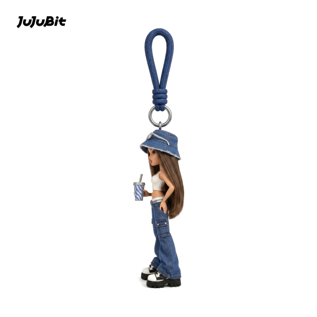 Casual Denim Girl Keychain