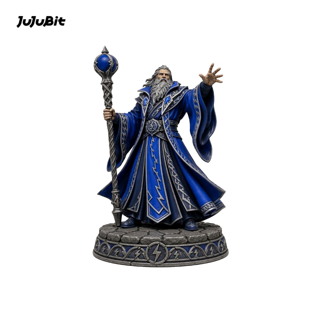 Cobalt Storm Wizard-Detailed Sculpt Miniature for RPG, Display & Collection