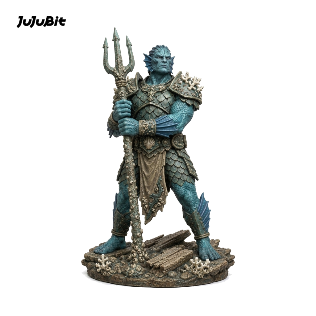 Coralspine Triton Tempest Cleric-Detailed Sculpt Miniature for RPG, Display &amp; Collection