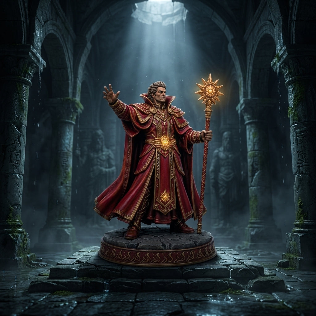 Crimsonfire Battle Mage-Detailed Sculpt Miniature for RPG, Display & Collection