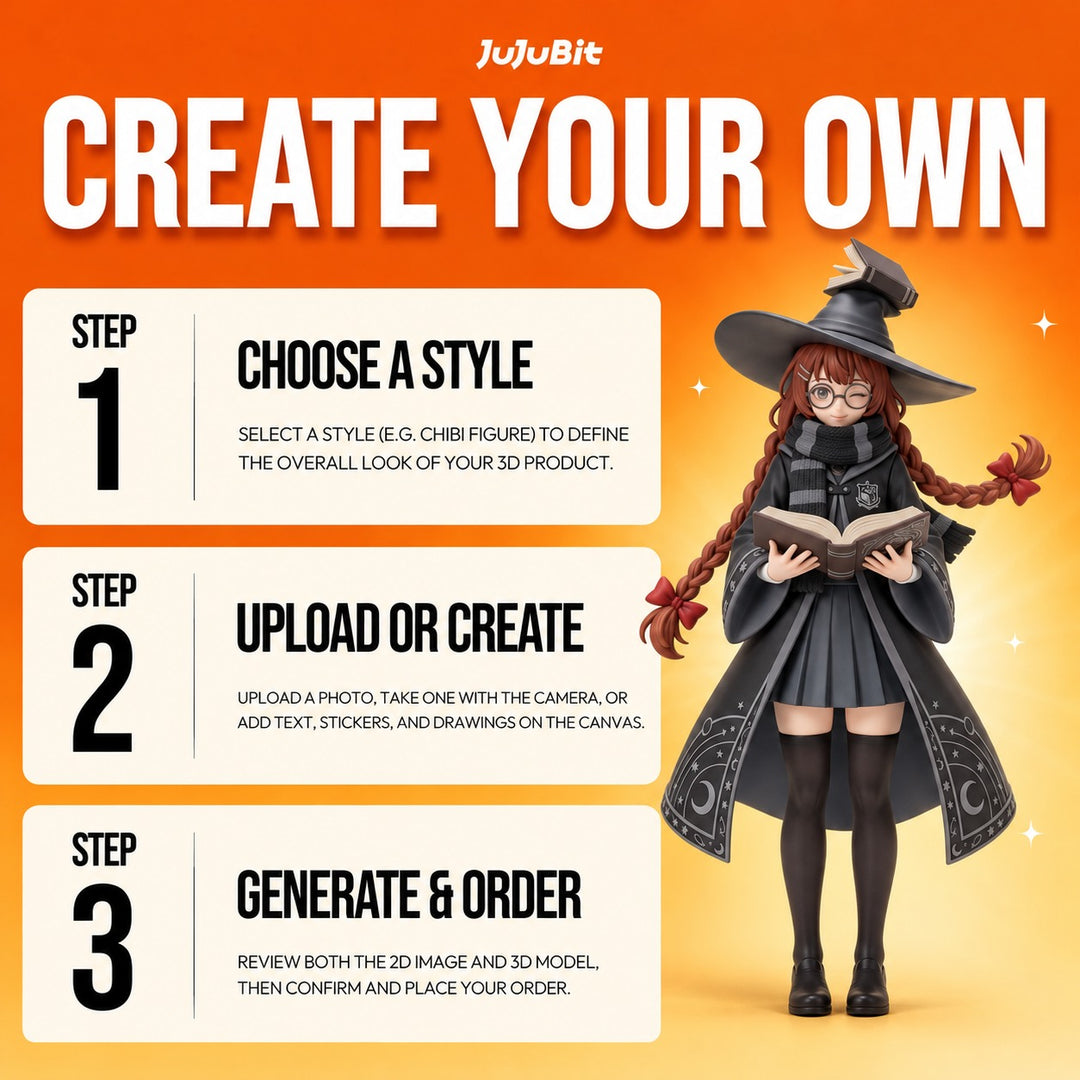 Custom Magic Academy Figurine | Transform Your Photo into a 3D Printed Wizard