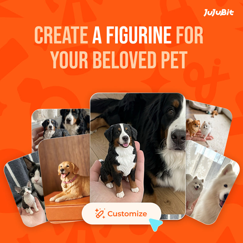Custom realistic 3D pet figurine - personalized dog cat memorial gift