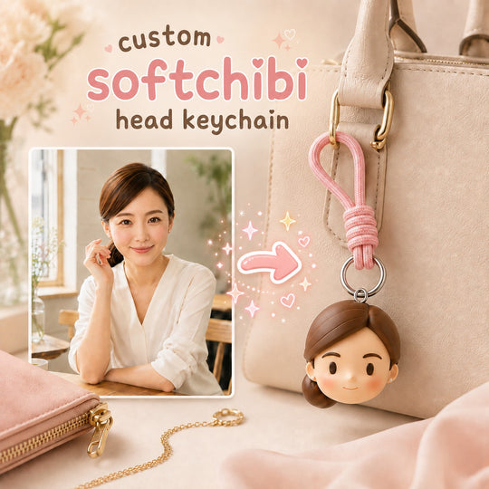 Custom Soft Chibi Head Keychain | Carry Your Favorite Face Everywhere