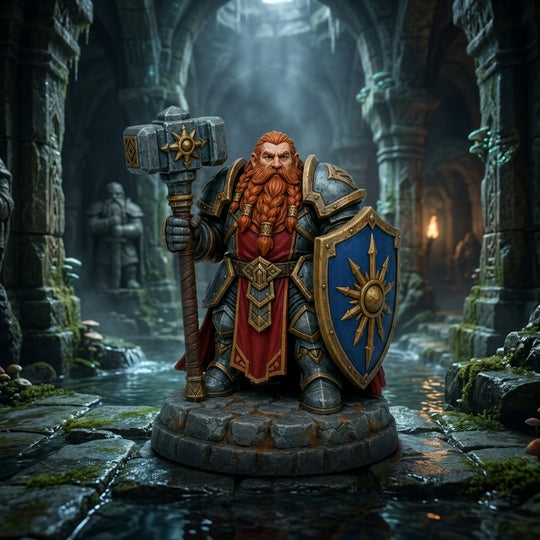 Dawnforge Dwarf Paladin-Detailed Sculpt Miniature for RPG, Display & Collection