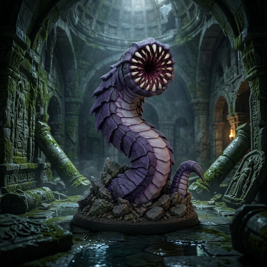 Deepmaw Purple Worm-Detailed Sculpt Miniature for RPG, Display &amp; Collection