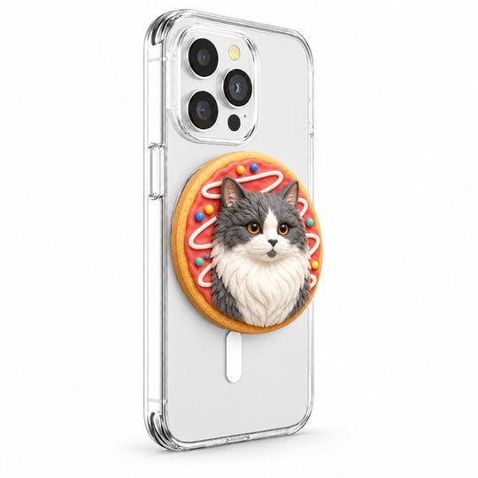 Donut Kitten Pet Portrait MagSafe Phone Grip