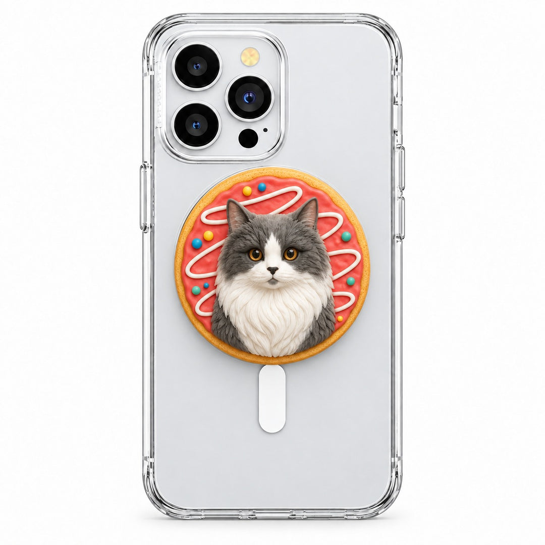 Donut Kitten Pet Portrait MagSafe Phone Grip