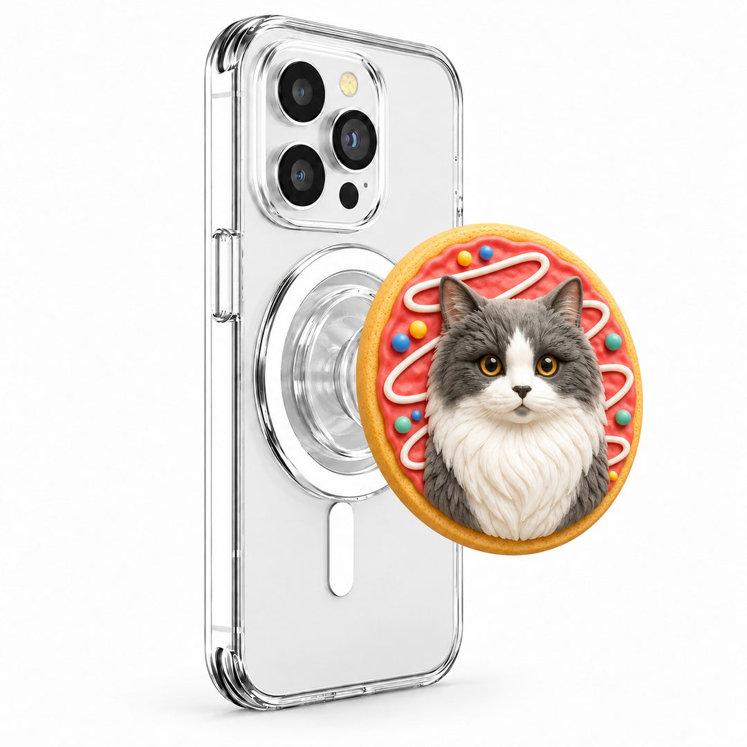 Donut Kitten Pet Portrait MagSafe Phone Grip