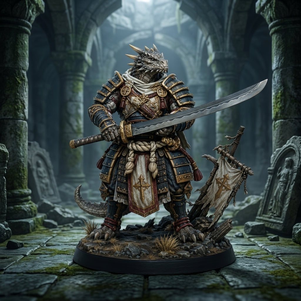 Dragonborn Ronin Guardian-Detailed Sculpt Miniature for RPG, Display & Collection