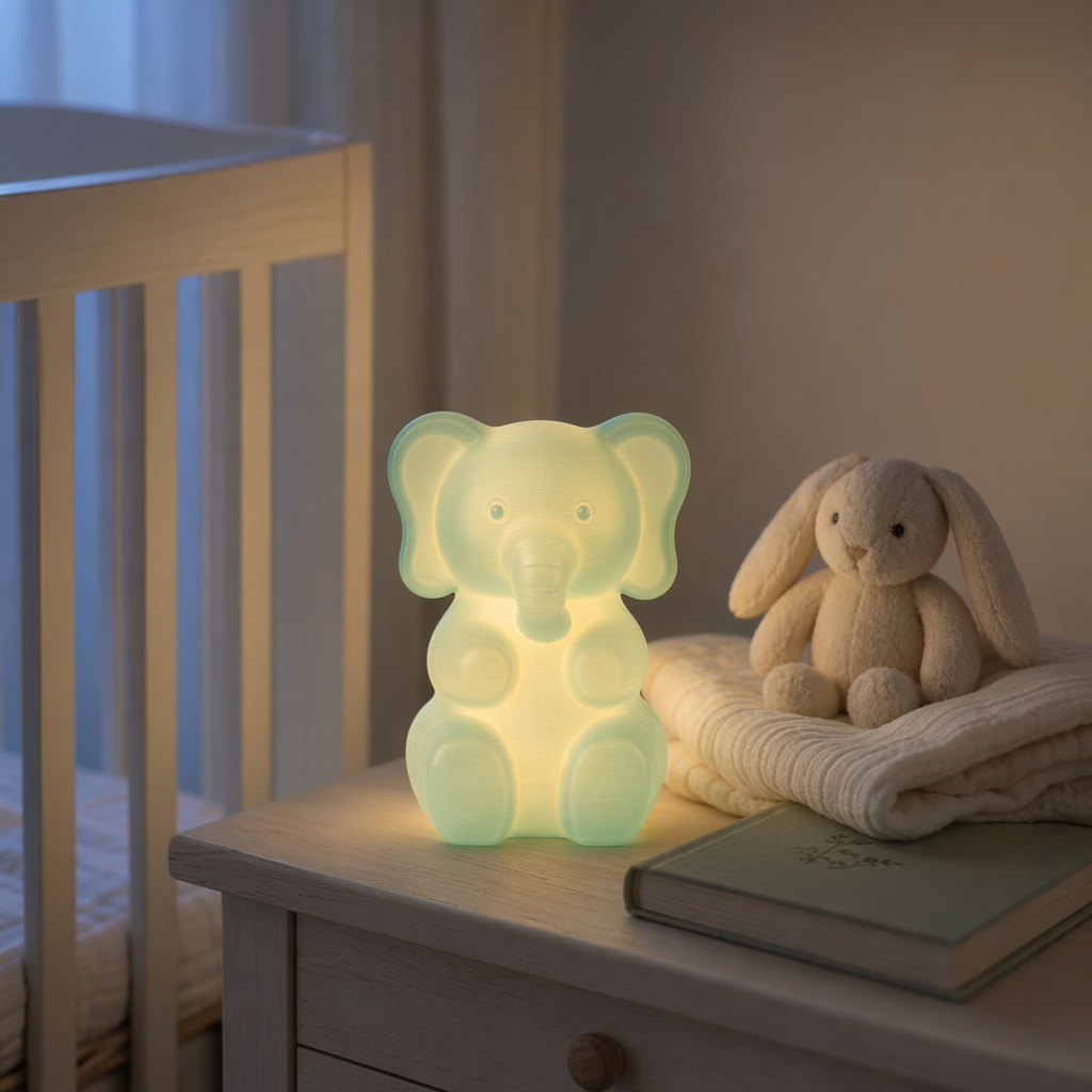 Elephant Ambient Light｜JuJuBit FDM 3D Printed Night Light for Nursery & Baby Room