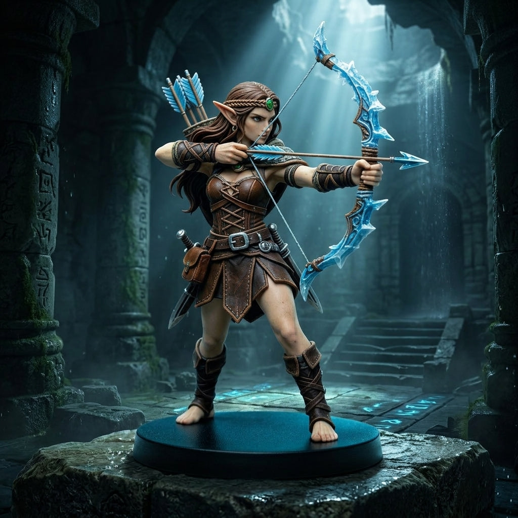 Emerald Huntress-Detailed Sculpt Miniature for RPG, Display & Collection